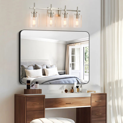 Jasper Brushed Nickel Clear Glass 4-Light Bathroom Vanity Light
