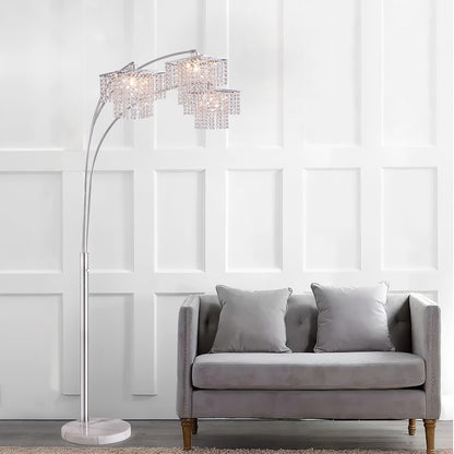 Brio 85" 3-Light Modern Crystal Arc Floor Lamp