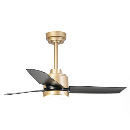 42" 3-Blade Modern Black & Gold Ceiling Fan with LED Light