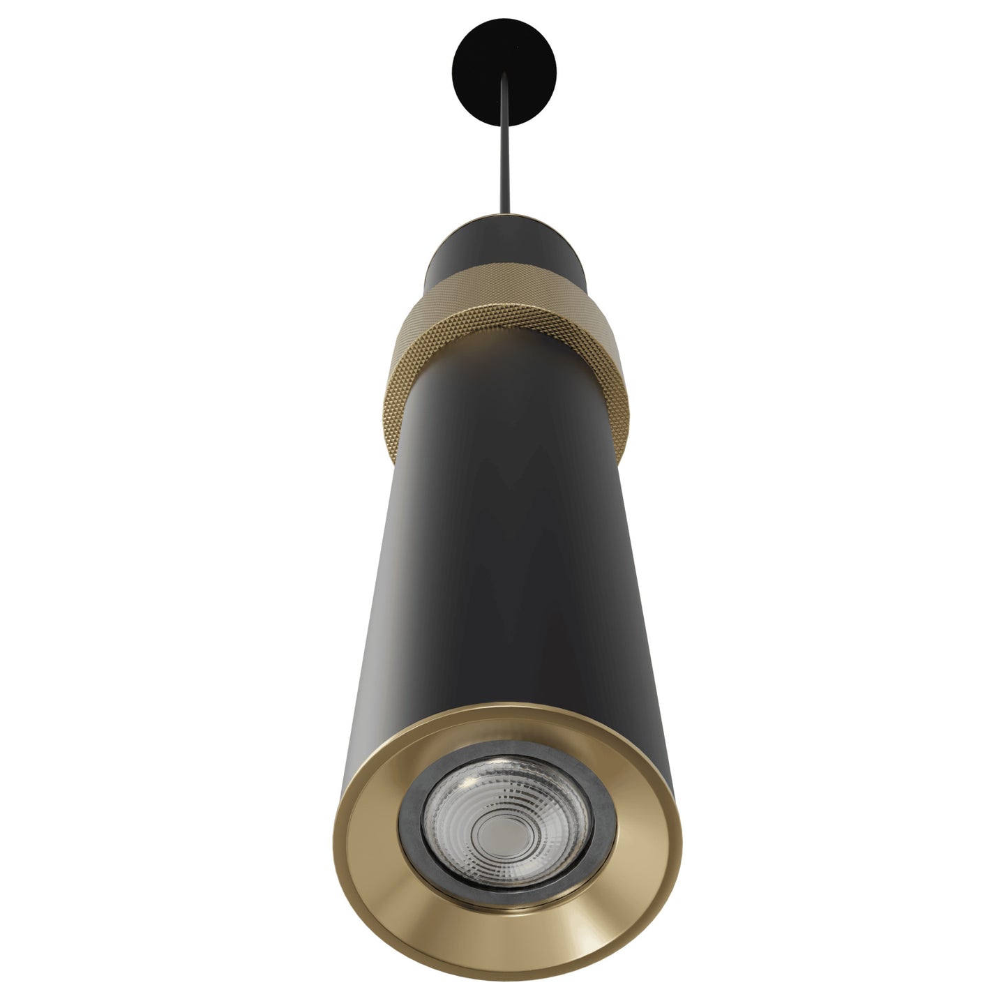 Cicada 1-Light Black With Knurled Brass Pendant Light