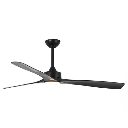 60" Modern Farmhouse Ceiling Fan with Light & Remote – Matte Black, 5-Blade, Quiet DC Motor