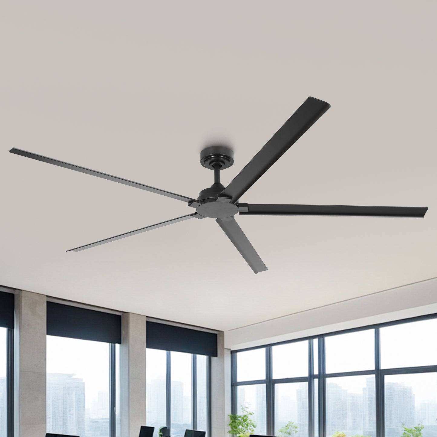Ceiling Fan 72" Industrial 5-Blade Black IPX4 Outdoor Use