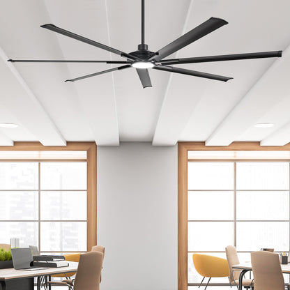 Ceiling Fan Industrial 84" Modern Black 7-Blade LED Light