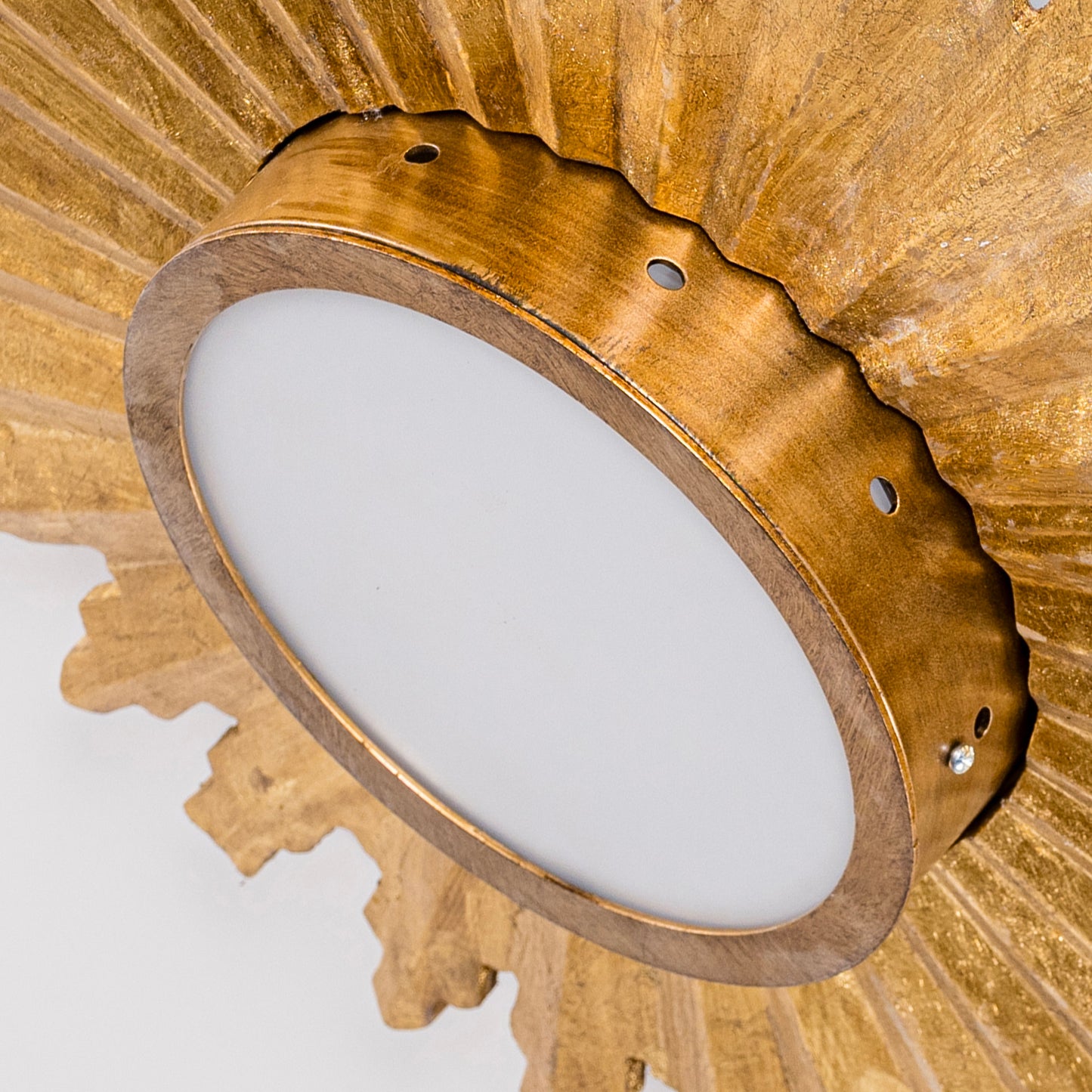 22" Gold Sunburst Flush Mount Ceiling Light – LED, Modern Farmhouse, Low Profile