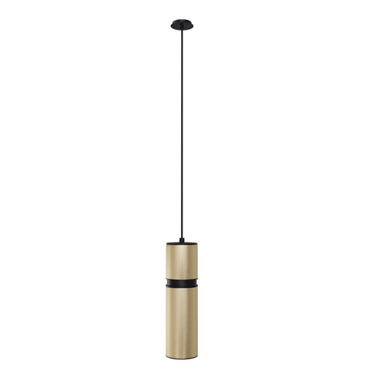 Cicada 1-Light Knurled Brass With Black Pendant Light
