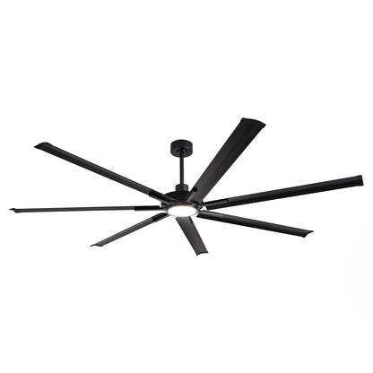 Ceiling Fan Industrial 84" Modern Black 7-Blade LED Light