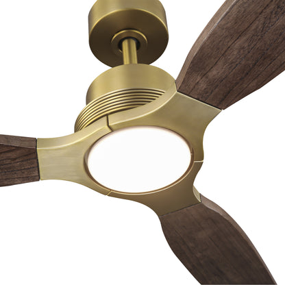 56" Gold Farmhouse Ceiling Fan with Light & Remote – 5-Blade, Quiet DC Motor, Indoor/Outdoor