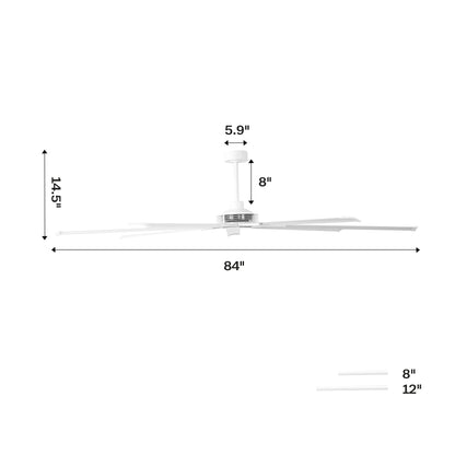 Ceiling Fan Modern 100" Industrial 7-Blade White Metal