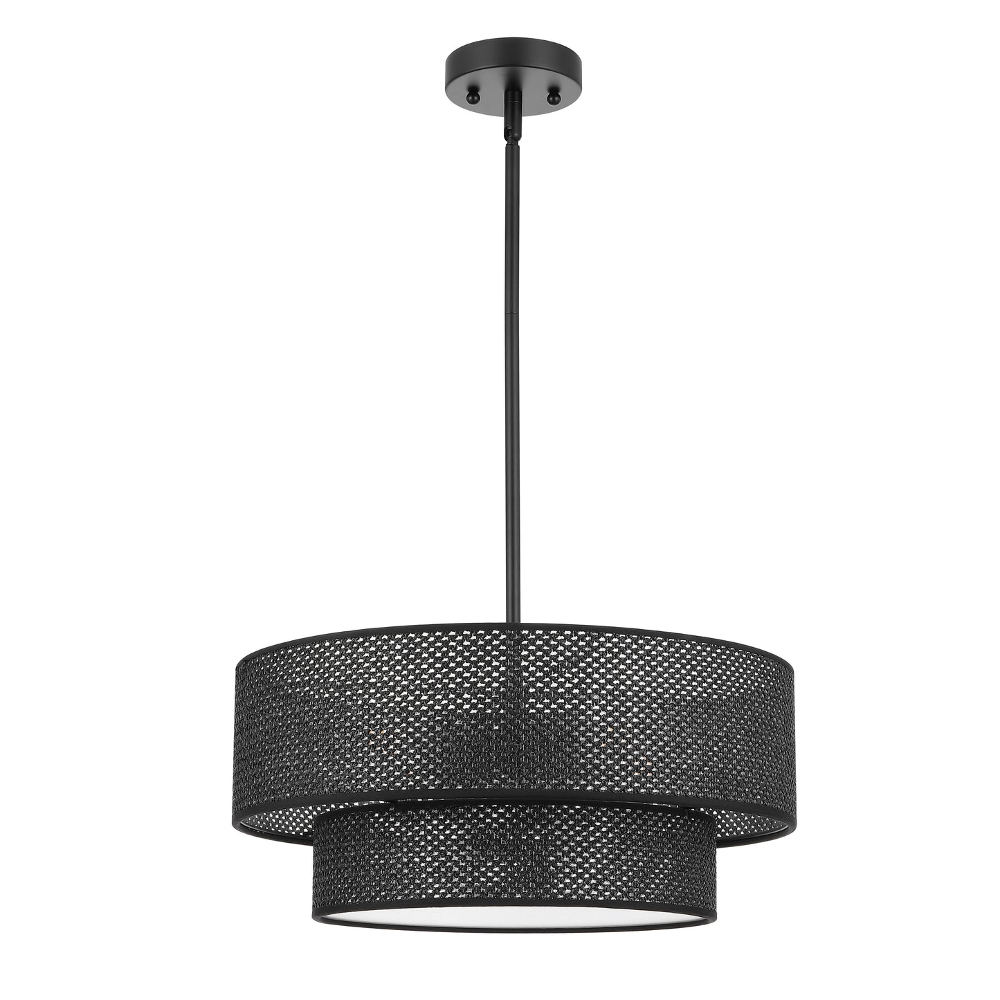 Modern Chandelier 18" 4-Light Black Woven Rattan Shade