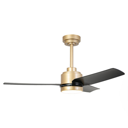 42" 3-Blade Modern Black & Gold Ceiling Fan with LED Light