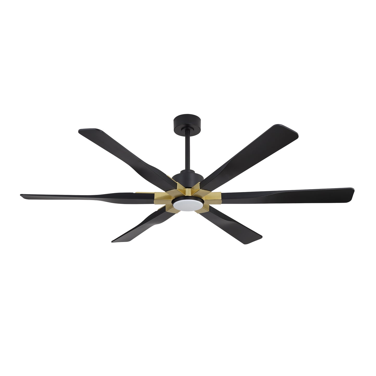68" Black Ceiling Fan with Gold Accents and LED Light – 6-Blade Modern Remote Fan