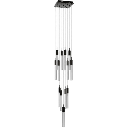 Boa 13-Light LED Dark Bronze Studded Glass Pendant Light