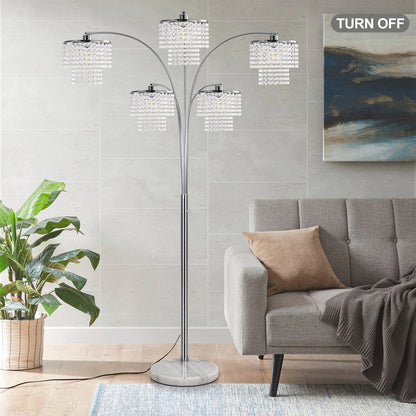Brio 80" 5-Light Modern Crystal Arc Floor Lamp