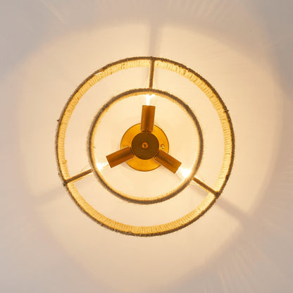3-Light Coastal Jute Semi-Flush Mount Ceiling Light