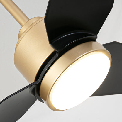 42" 3-Blade Modern Black & Gold Ceiling Fan with LED Light