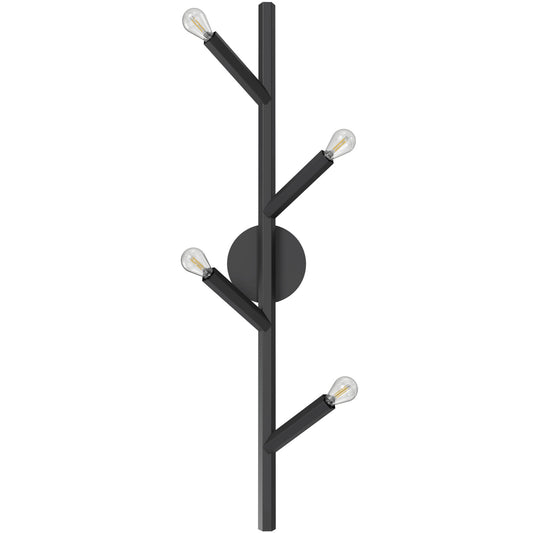 The Oaks Matte Black 4-Light Modern Branch Wall Sconce