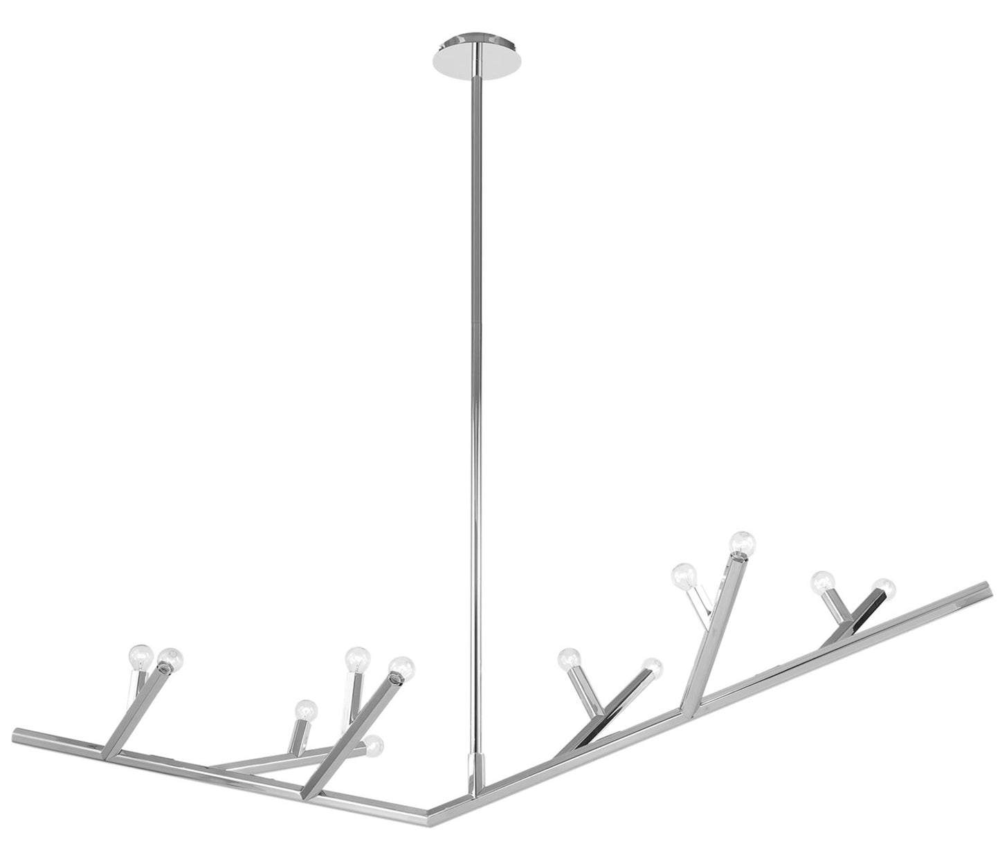 The Oaks Polished Nickel Linear 12-Light Branch Chandelier
