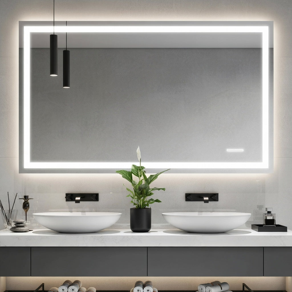 LED Bathroom Mirror with Anti-Fog & Dimmable Lighting (Backlit)