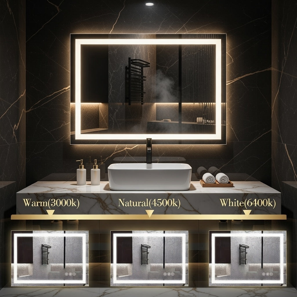 LED Bathroom Mirror with Anti-Fog & Dimmable Lighting (Backlit)