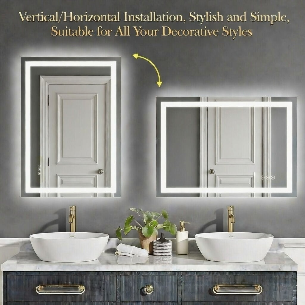 LED Bathroom Mirror with Anti-Fog & Dimmable Lighting (Backlit)