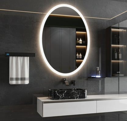 LuminaMirror Oval Frameless LED Anti-Fog Dimmable Bathroom Vanity Mirror