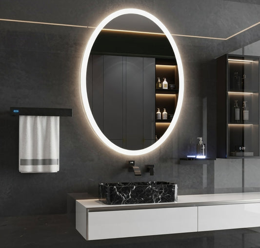 LuminaMirror Oval Frameless LED Anti-Fog Dimmable Bathroom Vanity Mirror