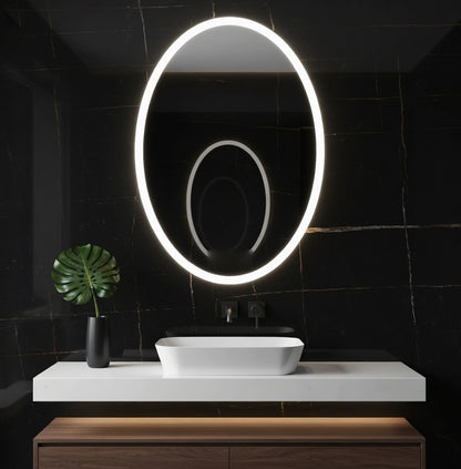 LuminaMirror Oval Frameless LED Anti-Fog Dimmable Bathroom Vanity Mirror