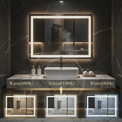 GlareGuard Rectangular Anti-Fog Dimmable Backlit LED Bathroom Vanity Mirror