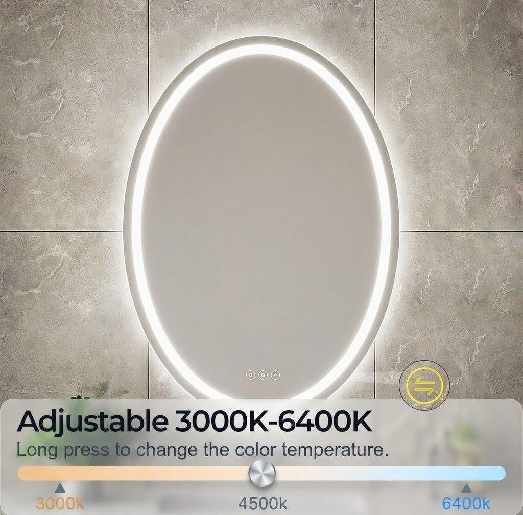 24" x 32" LED Bathroom Mirror – Backlit Anti-Fog Dimmable Vanity Mirror