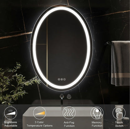 24" x 32" LED Bathroom Mirror – Backlit Anti-Fog Dimmable Vanity Mirror