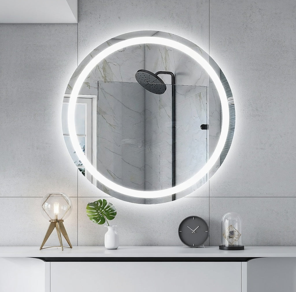 SmartShine Contemporary LED Dimmable Round Anti-Fog Backlit Bathroom Vanity Mirror