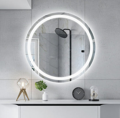 SmartShine Contemporary LED Dimmable Round Anti-Fog Backlit Bathroom Vanity Mirror