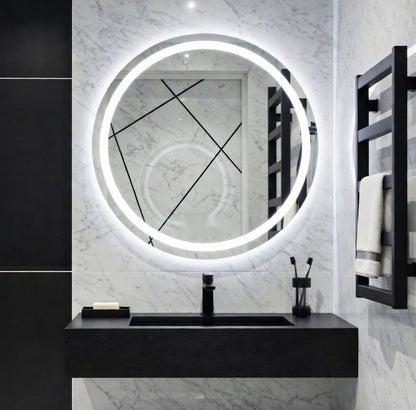 SmartShine Contemporary LED Dimmable Round Anti-Fog Backlit Bathroom Vanity Mirror
