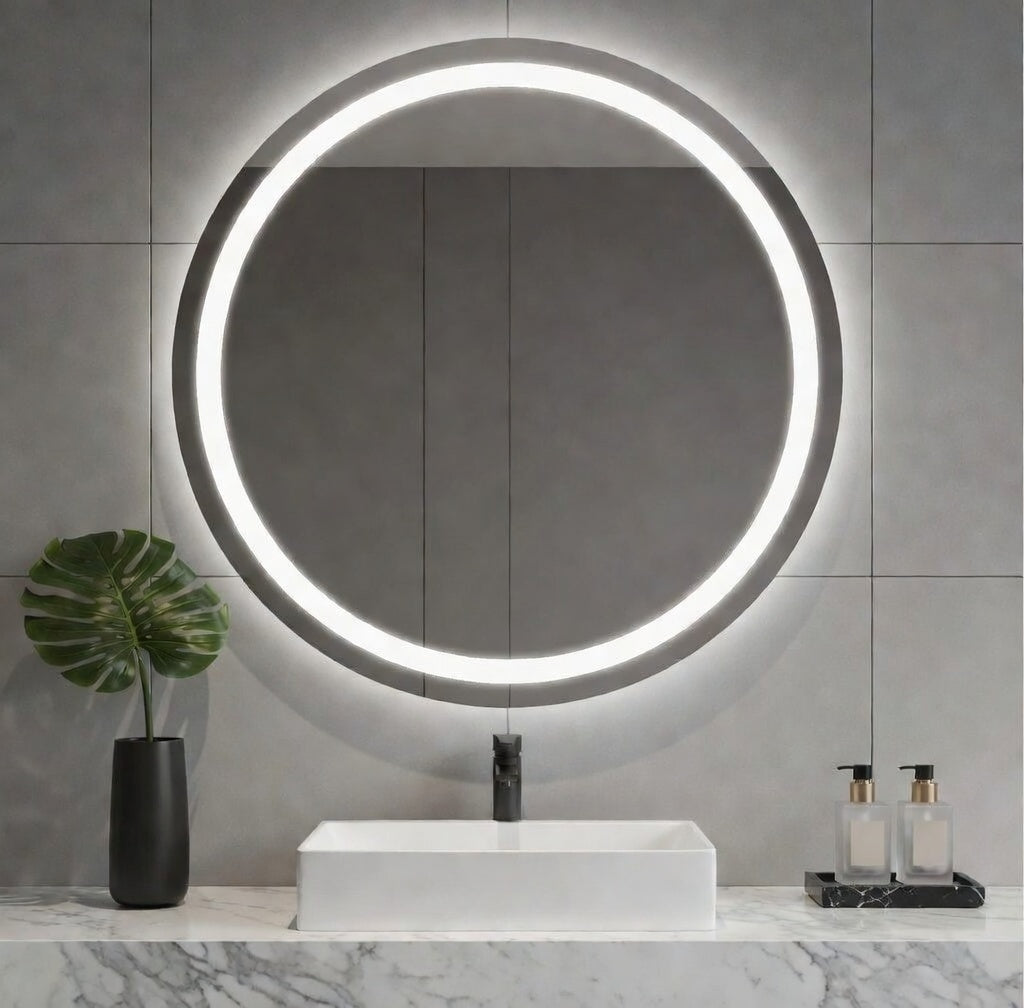 SmartShine Contemporary LED Dimmable Round Anti-Fog Backlit Bathroom Vanity Mirror