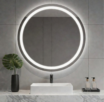 SmartShine Contemporary LED Dimmable Round Anti-Fog Backlit Bathroom Vanity Mirror