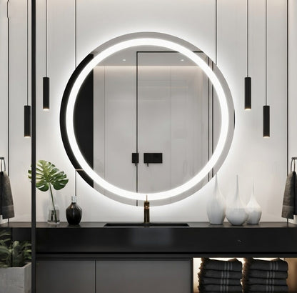 SmartShine Contemporary LED Dimmable Round Anti-Fog Backlit Bathroom Vanity Mirror