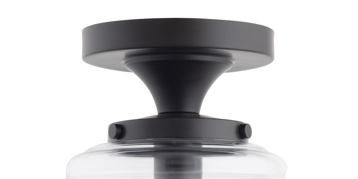 Solaria 1-Light Dark Brown Farmhouse Semi Flush Mount Ceiling Light