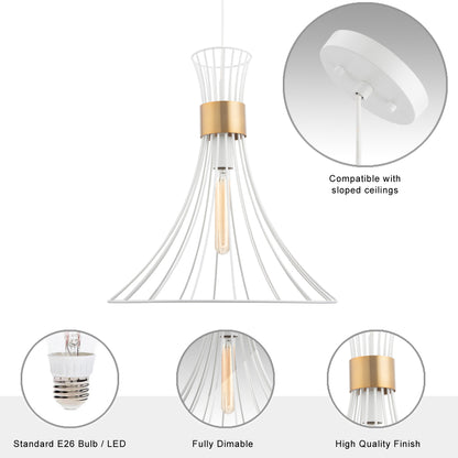 Zenith 1-Light White & Gold Pendant Light