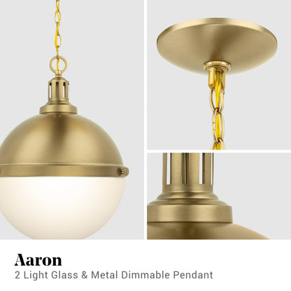 Aaron 12" 2-Light Gold Dimmable Pendant Light