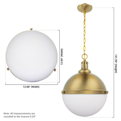 Aaron 12" 2-Light Gold Dimmable Pendant Light