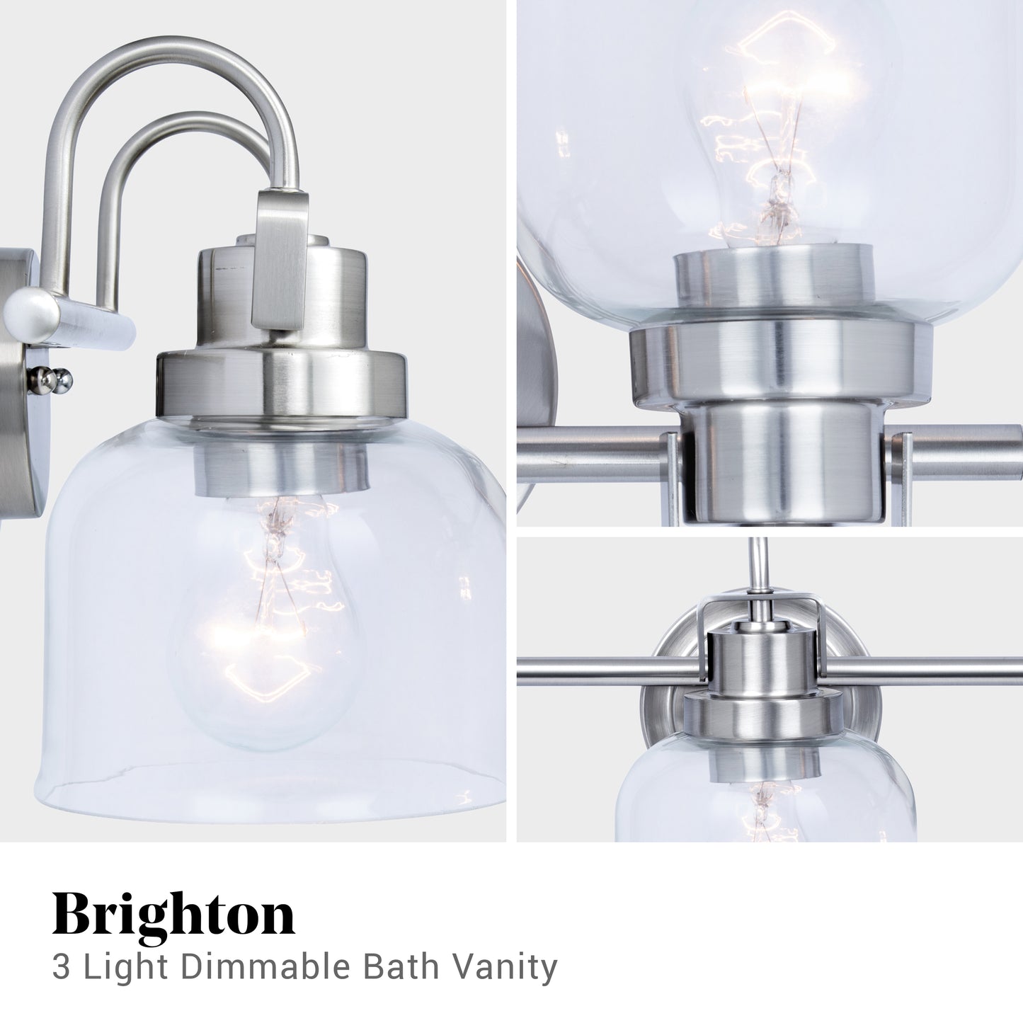 Brighton 3-Light Chrome Dimmable Bathroom Vanity Light