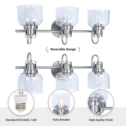 Brighton 3-Light Chrome Dimmable Bathroom Vanity Light