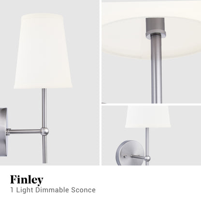 Finley 1-Light Brushed Nickel Dimmable Bathroom Wall Sconce