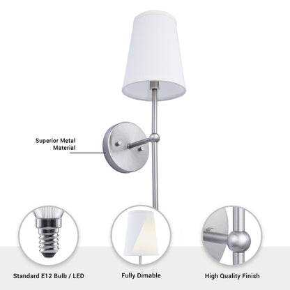 Finley 1-Light Brushed Nickel Dimmable Bathroom Wall Sconce