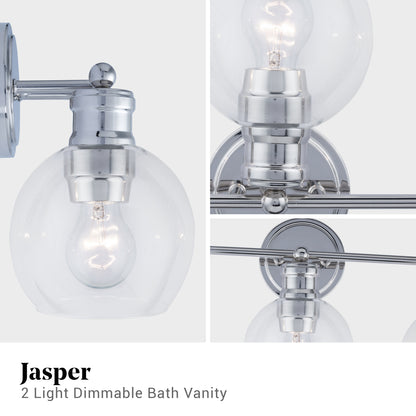 Jasper 2-Light Chrome Dimmable Bathroom Vanity Light