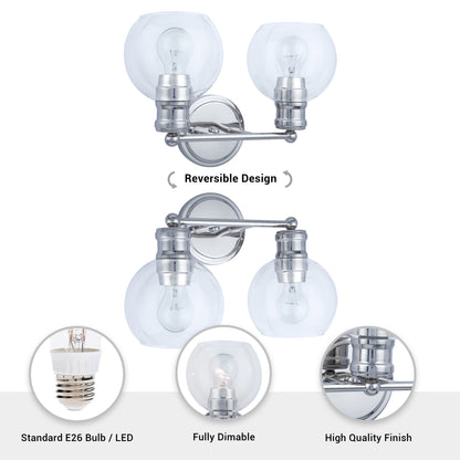 Jasper 2-Light Chrome Dimmable Bathroom Vanity Light