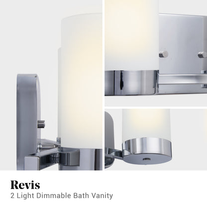 Revis 2-Light Silver Dimmable Bathroom Vanity Light