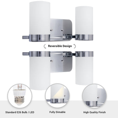 Revis 2-Light Silver Dimmable Bathroom Vanity Light
