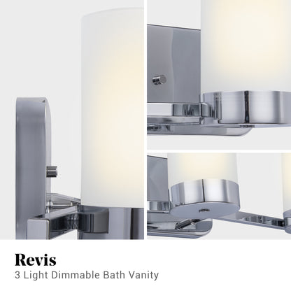 Revis 3-Light Silver Dimmable Bathroom Vanity Light