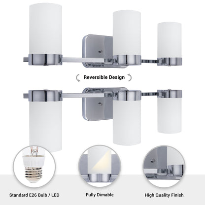Revis 3-Light Silver Dimmable Bathroom Vanity Light